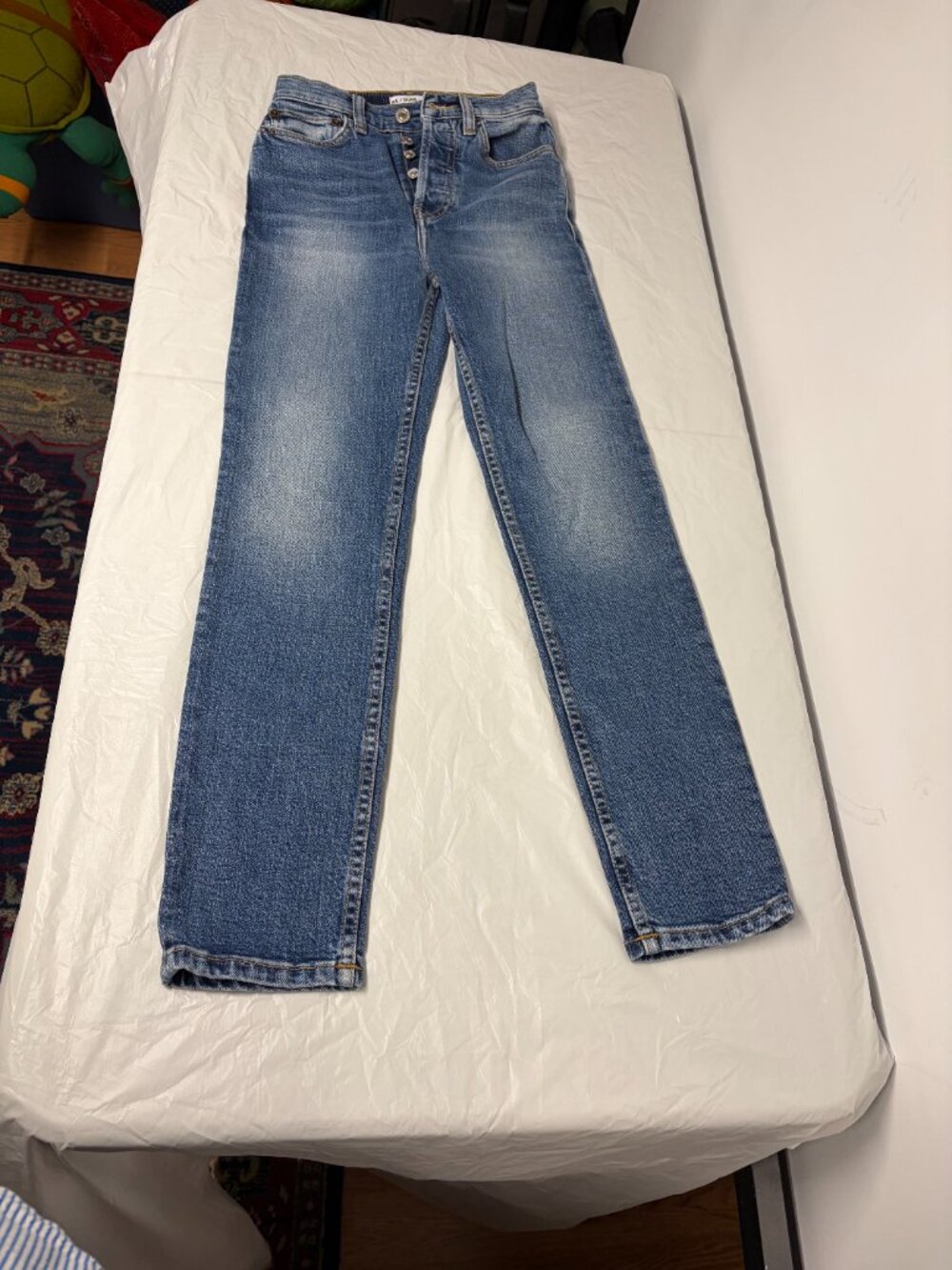 Re/done jeans size 23 button fly straight leg